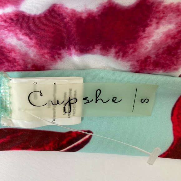 Cupshe Bikini Swimsuit Size S Aqua Red Floral 2 Piece Bathing Suit Beach Cruise - Picture 7 of 12